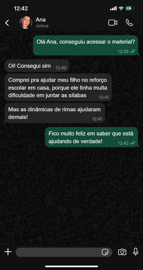 Depoimento da Ana — mãe que comprou para ajudar o filho no reforço escolar