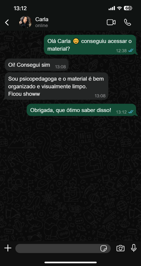 Depoimento da Carla — psicopedagoga que aprovou o material